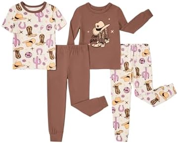 PATPAT 4-Pieces Baby Pajama Sets with Organic Cotton, Snug fit Pjs for Girls Boys Toddler Kids, Supersoft & Stretchy Sleeper