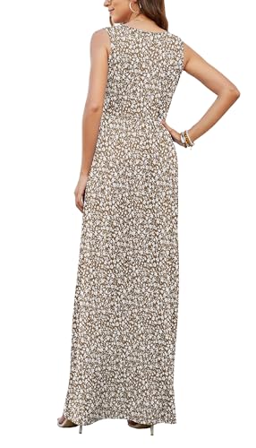 Image of AUSELILY Maxi Dresses for Women Summer Casual Sleeveless V Neck Wrap Dress | Sleeveless Long maxi dress with wrap V neck & side pockets, for formal cocktail, beach & casual daily wear