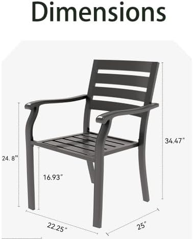 lron Terrace Dining Chairs, a Set of 2 Black Color Outdoor Chairs, Bistro Metal Chairs, All-Weather Outdoor Metal Dining Chairs, Suitable for Gardens, Terraces, and Swimming Pool (Black)
