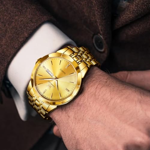 Image of OLEVS Watches for Men Business Dress Diamond Analog Quartz Big Face Luxury Classic Stainless Steel Waterproof Luminous Two Tone Wristwatch