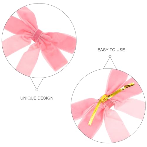 Lazos de Terciopelo Rosa Housoutil x12 para Árbol de Navidad 4