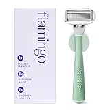 Flamingo Razors for Women, 1 Razor (Sage) Handle, 1 Razor Blade Refill, and 1 Shower Holder
