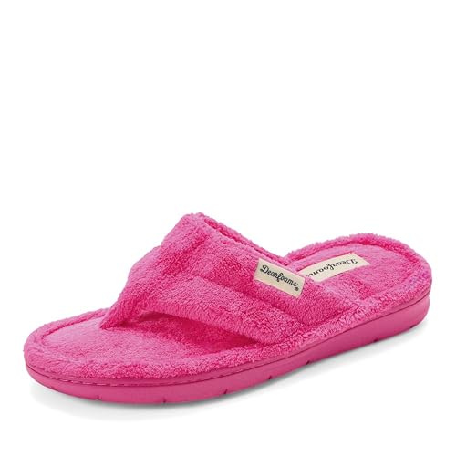 Image of Dearfoams Women's Melanie Colorblocked Microfiber Terry Thong Slipper