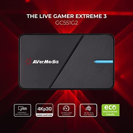 AVerMedia GC551G2 Live Gamer Extreme 3 - Capture Karte, Streamen und aufzeichnen in 1080p120 oder 4K30 mit VRR auf PS5, PS4/Pro, Xbox Series X/S, Switch in OBS, kompatibel mit PC und Mac