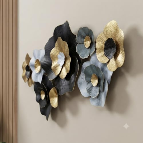 Image of SMILES GIFT Luxury Imported Wall Hanging Large Abstract Iron Wall Hanging - Gold & Black Finish Luxury Art for Home Decor for Living Room