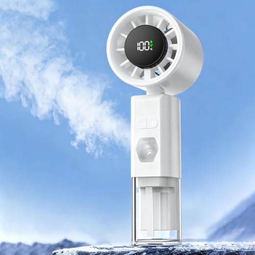 Ventilador de mano nebulizador portátil recargable con pantalla digital de 100 velocidades 4