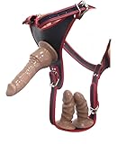 7inch Slim Thin Realistic Silicone Soft Toys for Couples Women Men, Female Double Pleasure Adjustable Straps Set for Women to Wear,Wearable Straps Set Beginners Size GHDBC6TD (Brown)
