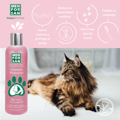 Miniatura 3 de Menforsan Champú Muy Suave Para Gatos Nutre, Suaviza Y Protege El Pelaje Proporciona Brillo Facilita El Cepillado Incorpora Colágeno Natural Olor A Fresa 300 Ml