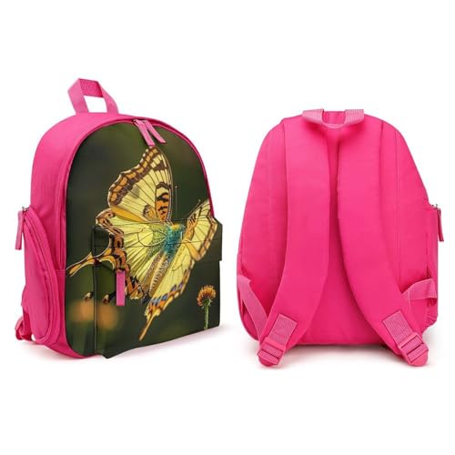 Flying Golden Butterfly Backpack for Men Women, Durable Small Bookbag Lightweight Daypack for Travel, Hiking, Pink-style4