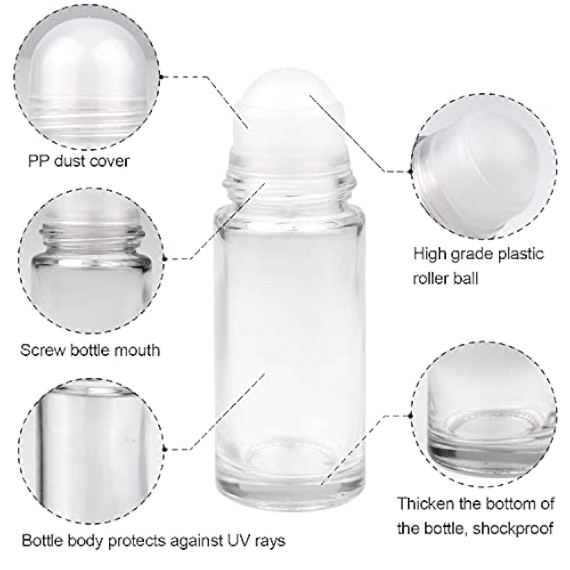 4 Pcs 50ml Roll-on Deodorant Bottles