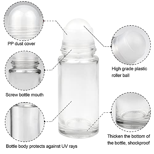 4 Pcs 50ml/1.7oz Roll-on Deodorant Bottles Perfume Essential Oil Roller Bottles DIY Travel Deodorant Container With Plastic Roller Ball&Clear Cap2