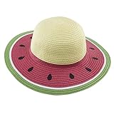 LIFKOME Straw Woven Beach Hat for Adults Wide Brim Straw Sun Hat Watermelon Design Sun for Outdoor Activities Multi