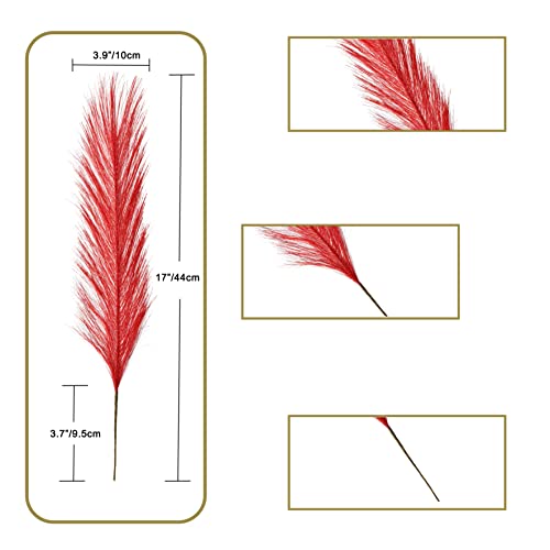 Only Art 20Pcs Red Artificial Silk Pampas Grass 17” For Mother's Day Home Kitchen Wedding Party Special Event Spring Holiday Decorations #TOP1