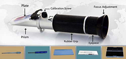 Brix Refractometer With Atc Automatic Temperature Compensation (0-32 Brix) Triple Scales Beer, Wine, Juice Homebrew Hydrometer 3 Scales #TOP4