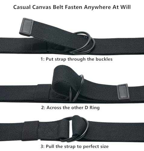 5-Packs Canvas Belt Web Fabric Casual Belt with Zinc Alloy Buckle Double D-ring for Men Women3