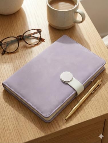 Image of A5 Journal Notebook Diary for Girls Women | Office Journal Diary Notebook with Magnetic Flip Lock (200 Ruled Pages, 6 x 8.5 Inches, 80 GSM) (Light Purple)