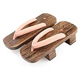 Wooden Clogs for Women Geta Sandals Tabi Japanese Flip Flops Ninja Shoes Men Mules Slip on Platform Slippers for Teen Girls - Cosplay Comfortable Walking Standing All Day Geisha Costume (Pure Pink,5)