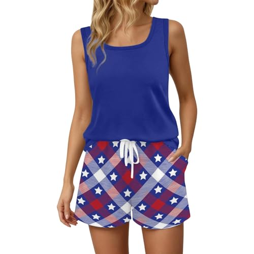 Ensemble journée de l'indépendance pour femme : tenue d'été légère imprimée 2 pièces