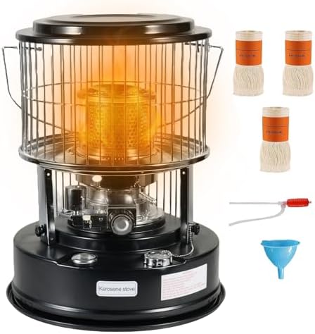 Hengriacly Kerosene Heater 11000 BTU, Kerosene Stove with Auto Tip Over Shut Off, Camp Tent Heater for Indoor & Outdoor, Cooking, Ice Fishing, Survival Emergency, Black