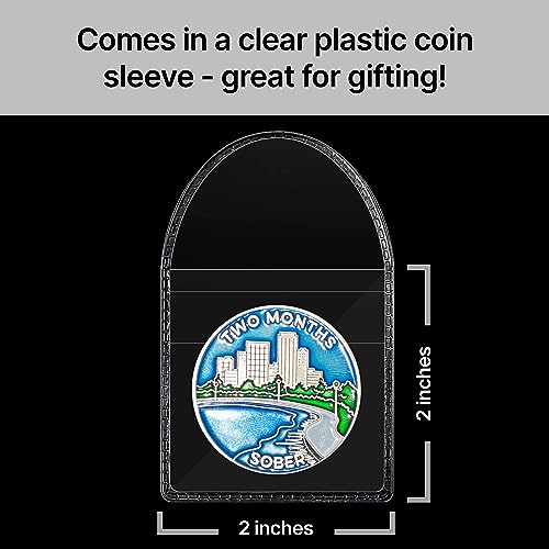Image of The Achieve Mint 2 Months Sober Token | Two Month Sobriety Chip | Non-AA, Non-Religious Medallions for Men and Women Celebrating Sobriety