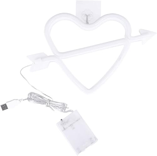 Miniatura 3 de DOITOOL Lámpara decorativa de pared con diseño de corazón de Cupido de neón con diseño de corazón, lámpara decorativa de pared, luces de luna,