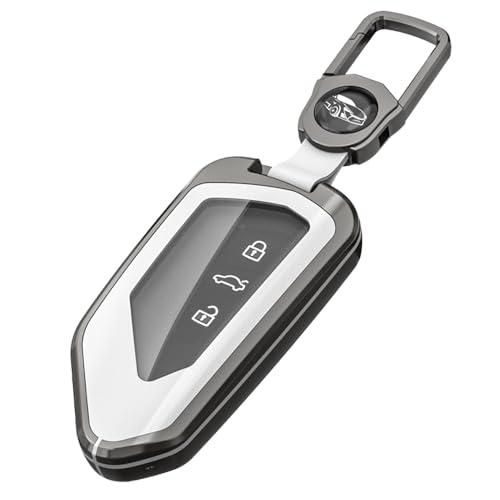 XMSCN Car Key Cover Case for Golf 8 Zinc Alloy Car Key Cover Cases fit for Golf 8 MK8 ID.3 ID.4 Cupra Skoda Octavia A8 SEAT Leon MK4 Formentor Tarraco 3 Button Car Key, with Keychain