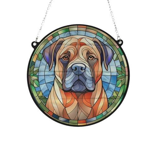 Bull Mastiff Stained Glass Effect Suncatcher Gift for Dog Lovers - 13cm