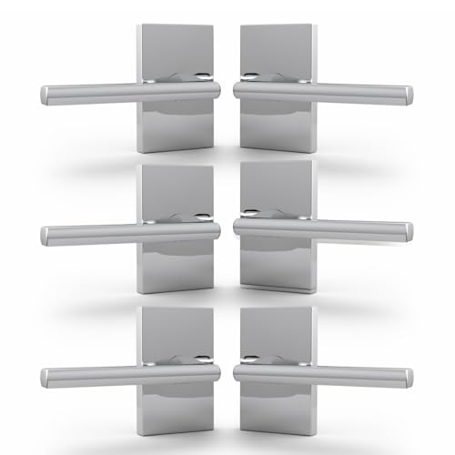 Image of Mega Handles Glamor Dummy Door Handles - 6 Pack Heavy Duty Chrome Door Handles, Non-Turning Door Handle for Closet & French Doors, Single Side, Fits All Standard Doors - Polished Chrome