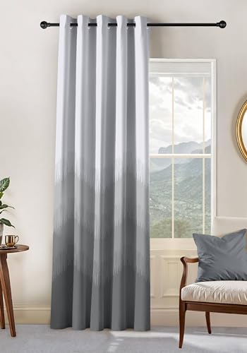 Image of Kivo Digital Print 85% Blackout Curtains for Long Door /Window, Thermal Insulated, Tie Back, Wider Width 50 in, Eyelet Curtains for Living Room /Bedroom(Light Grey 9 ft Set - 2)