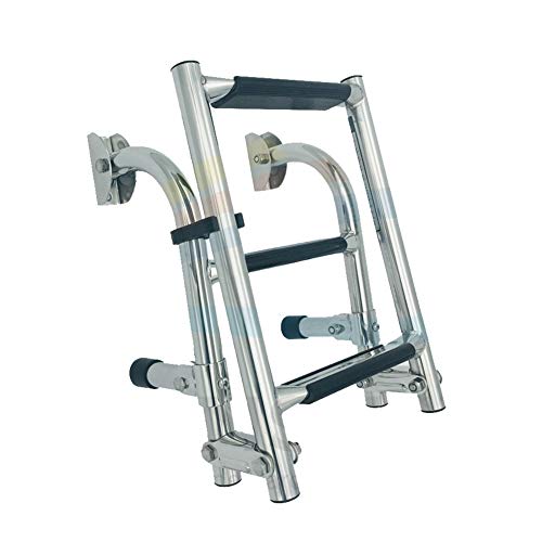 Scala Di Poppa Per Barche In Acciaio Inox - 3 Gradini Pieghevole, Antiscivolo, Rimovibile - Foto 8