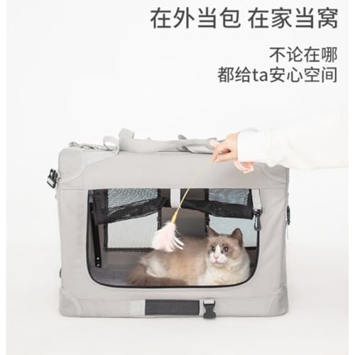 VIfn 犬猫用キャリーバッグ ソフトクレート(小型犬・猫 2 匹 7kg まで) 折りたたみ 5 面メッシュ ロック付き 給水ボトルバンド付き