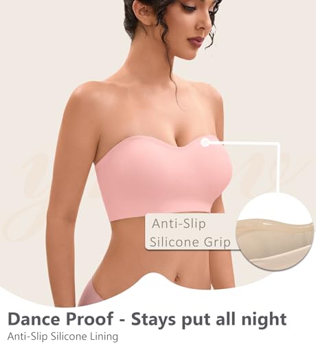 Image of Strapless Bras for Women-Push-Up Non-Slip Bandeau Bra,Seamless Wirefree Padded Tube Top Convertible Straps