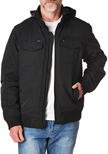 Tommy Hilfiger Men's Water and Wind Resistant Performance Bomber Jacket (Standard and Big & Tall), Black, X-Large