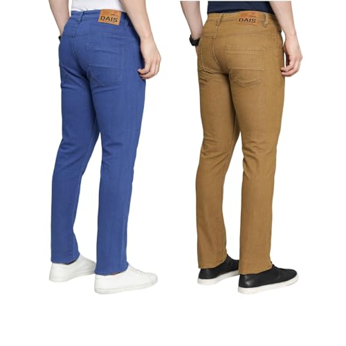 Image of DAIS Men's Stretchable Slim Fit Mid Rise Jeans, Pack of 2, (Combo of 2 Jeans)