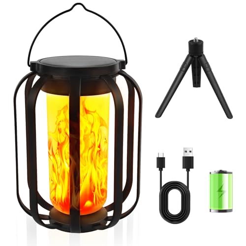 Solar Gartenleuchten mit Realistischem Flammeneffekt, Lanterne Solaire...