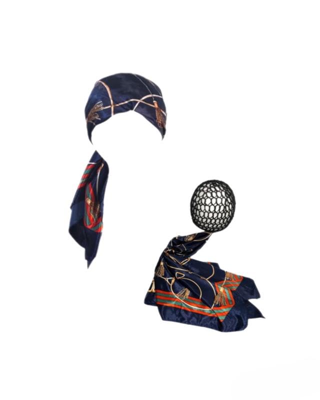 Divine Silk Doobie Wrap Set - Luxurious Large Square Scarf & Hair Net for Sleeping, Styling, and Hair Protection