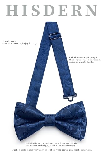 Image of HISDERN Bow Ties for Men Pretied Bow Tie Set Paisley Classic Bowties and Pocket Square Cufflinks Set for Wedding Party