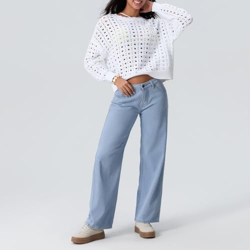 Women Y2k Low Rise Baggy Jeans Loose Fit Boyfriend Straight Wide Leg Jeans Trendy Stretch Long Denim Pants4