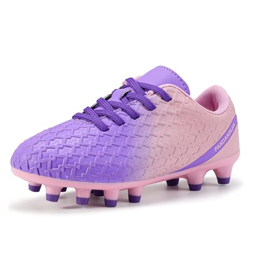 PANDANINJIA Girls Soccer Cleats Athletic Outdoor Boys Kids Football Cleats Little Big Kid Soccer Shoes