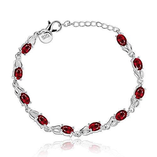 Bracelet de mariage en argent 925 de marque YDYDTTKD orné d'un élégant cristal rouge pour femme