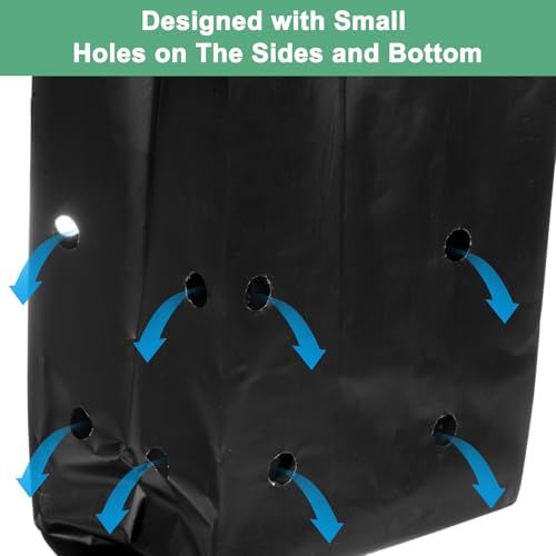 M METERXITY 100-Pack Nursery Growing Bags, 6.7" x 9.8" Thicken Plastic Nursery Bags - Image 4