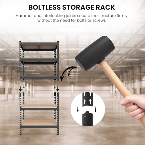 Image of ARLAVYA | 1 Year Warranty | 5 Tier Heavy Duty Boltless Storage Rack (60x24x12 inches) Adjustable Metal Shelving Unit,100kg Load Capacity per Shelf, Multipurpose Storage for Home, Office (Black,DIY)