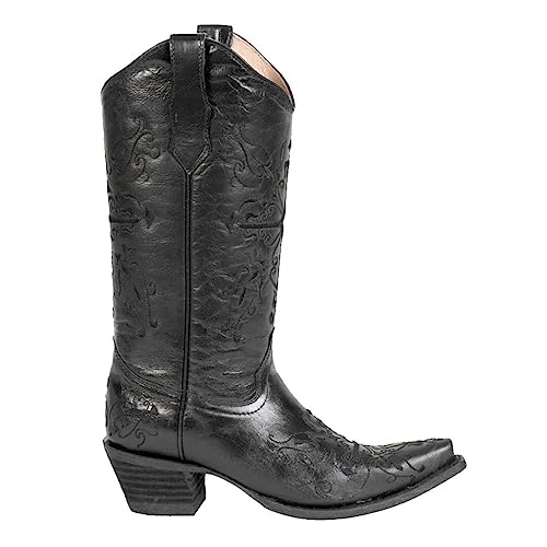 Image of Corral Boots Womens Embroidered Snip Toe Casual Boots Mid Calf Mid Heel 2-3 inch