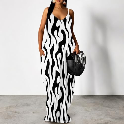 Image of SUZONANA Women Plus Size Summer Maxi Dress Spaghetti Strap Loose Sundress