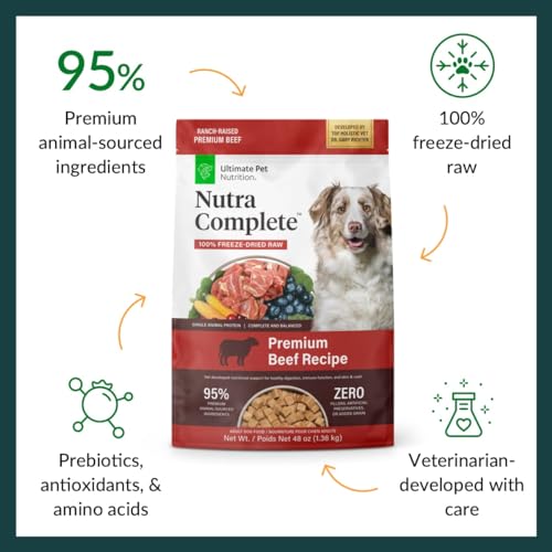 ULTIMATE PET NUTRITION Nutra Full Uncooked Freeze Dried Canine Meals, Veterinarian Formulated with Antioxidants, Prebiotics & Amino Acids (3 Pound, Beef) ULTIMATE PET NUTRITION Nutra Full Uncooked Freeze Dried Canine Meals, Veterinarian Formulated with Antioxidants, Prebiotics & Amino Acids (3 Pound, Beef)