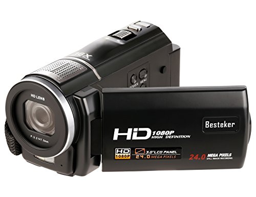 1080P Camcorder Besteker Portable FHD COMS Max 24.0 Mega Pixels Digital Video Camera DV 3.0 Inches TFT LCD Touchscreen Remote Control External Battery Camcorders with Microspur Recording