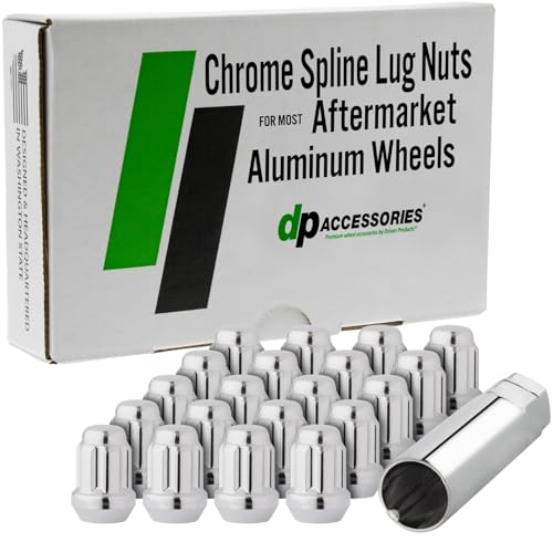 Image of DPAccessories Lug Nuts Compatible with 2017-2024 Tesla Model 3 | Chrome Spline Style | Aftermarket Aluminum Wheels Only | Set of 20 Wheel Nuts & 1 Tool | DTE30001A-CH /1