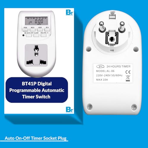 Image of BlacktElectrotech (BT41P) : 230V /10Amps (24x7) Digital Programmable Timer Socket Type for Mobile Charging, Lightning Control, Glow Sign Board ETC