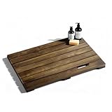 ZESHIHAOGUO Teak Wood Shower Mat, 24"x18" Bath Floor Mat with Natural Surface for Indoor Shower, Bathroom Spa (24"x18")