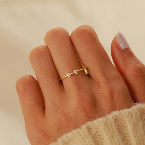 Bow Rings for Women Infinity Knot Heart Rings 14K Gold Plated 925 Sterling Silver Cubic Zirconia Rings Cute Dainty Bowknot Stackable Rings Jewelry Christmas Gifts2